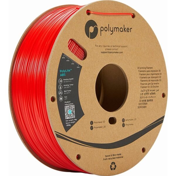 [MOQ: 10KG] PolyLite ABS Red, 2.85 mm (1.000 g)