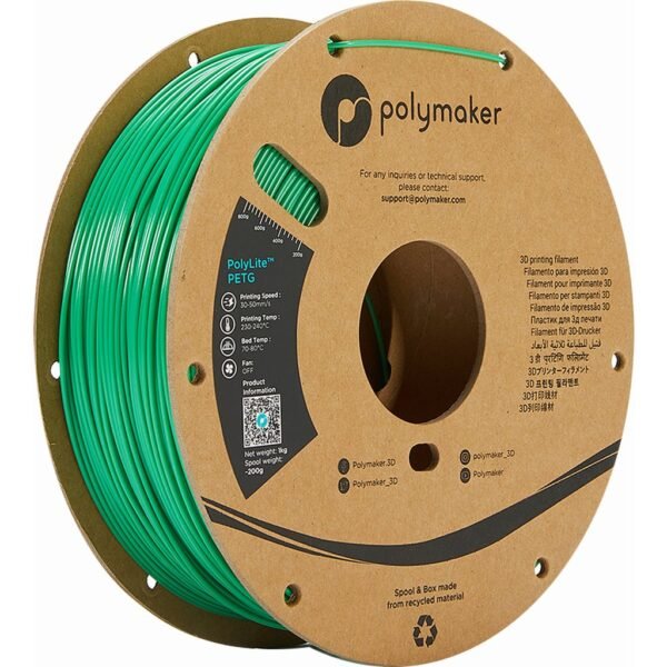 [MOQ: 10KG] PolyLite PETG Green, 1.75 mm (1.000 g)
