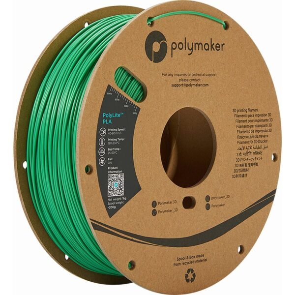 [MOQ: 10KG] PolyLite PLA - Green, 1.75 mm (1.000 g)