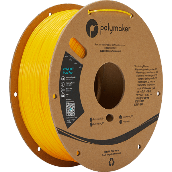 [MOQ: 10KG] PolyLite PLA PRO Yellow, 1.75mm (1.000 g)