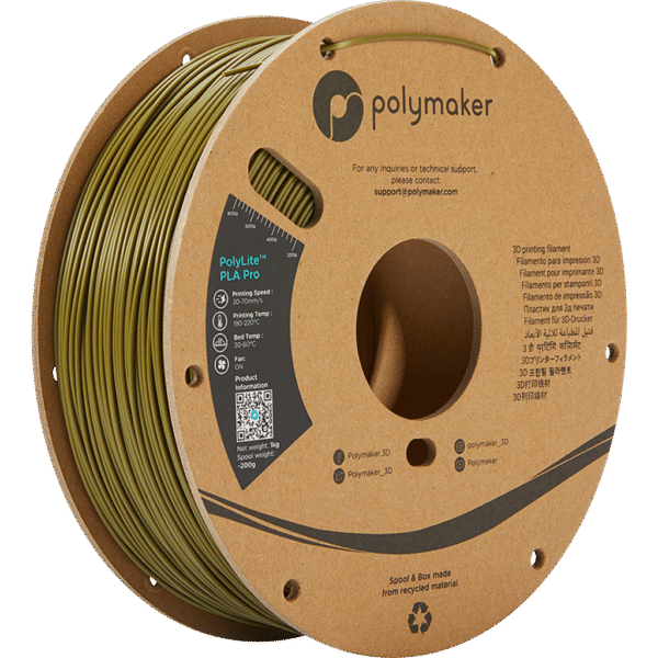 [MOQ: 10KG] PolyLite PLA PRO Army Green, 1.75mm (1.000 g)