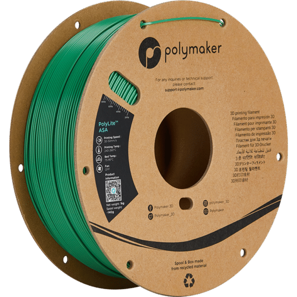 [MOQ: 10KG] PolyLite ASA Green, 1.75 mm / 1000 g