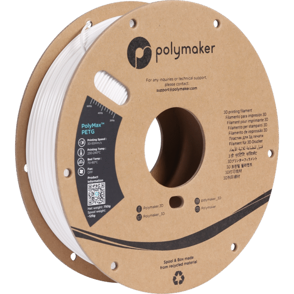 [MOQ: 10KG] PolyMax PETG White, 1.75 mm (750 g)