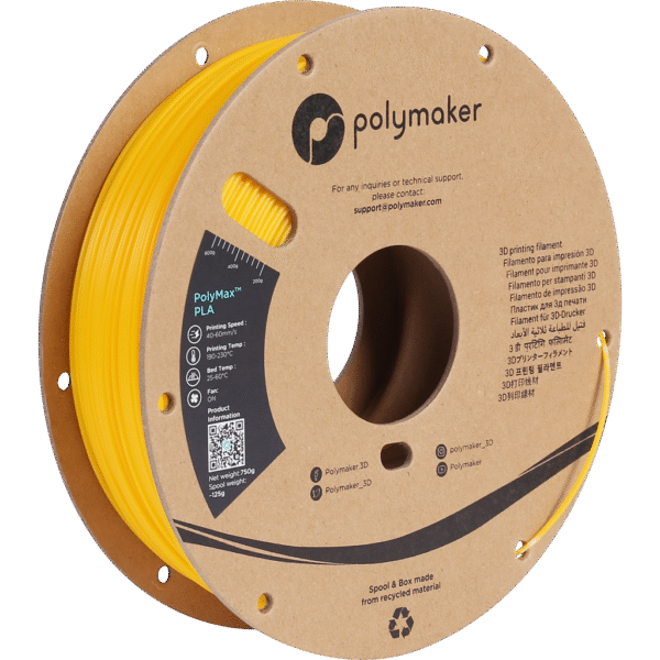 [MOQ: 10KG] PolyMax PLA Yellow, 1.75mm (750 g)