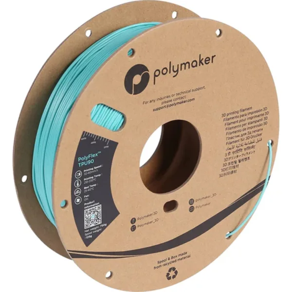 [MOQ: 10KG] PolyFlex TPU90 Turquoise, 1.75 mm (750 g)