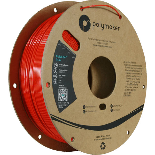 [MOQ: 10KG] PolyLite Silk PLA Red, 1.75 mm / 1000 g