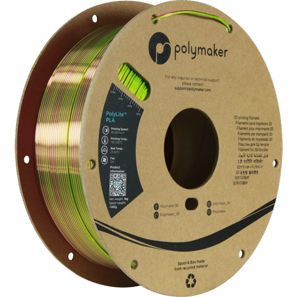 [MOQ: 10KG] PolyLite Dual Silk PLA Eggplant Lime Magenta, 1.75 mm / 1000 g