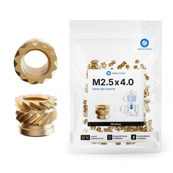 Threaded Inserts M2.5 Standard, M2.5 x 4.0 (100 pcs)