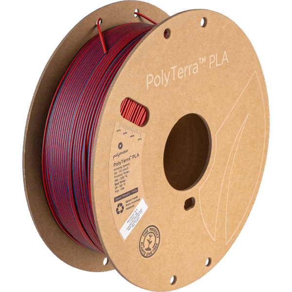 [MOQ: 10KG] PolyTerra PLA Dual Mixed Berries Red-Dark Blue, 1,75 mm / 1000 g