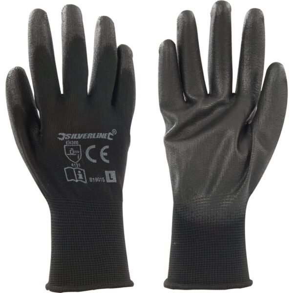 Black PU Work Gloves, L