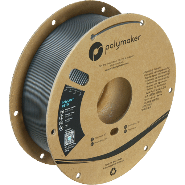 [MOQ: 10KG] PolyLite PETG Dark Grey, 1,75 mm / 1000 g