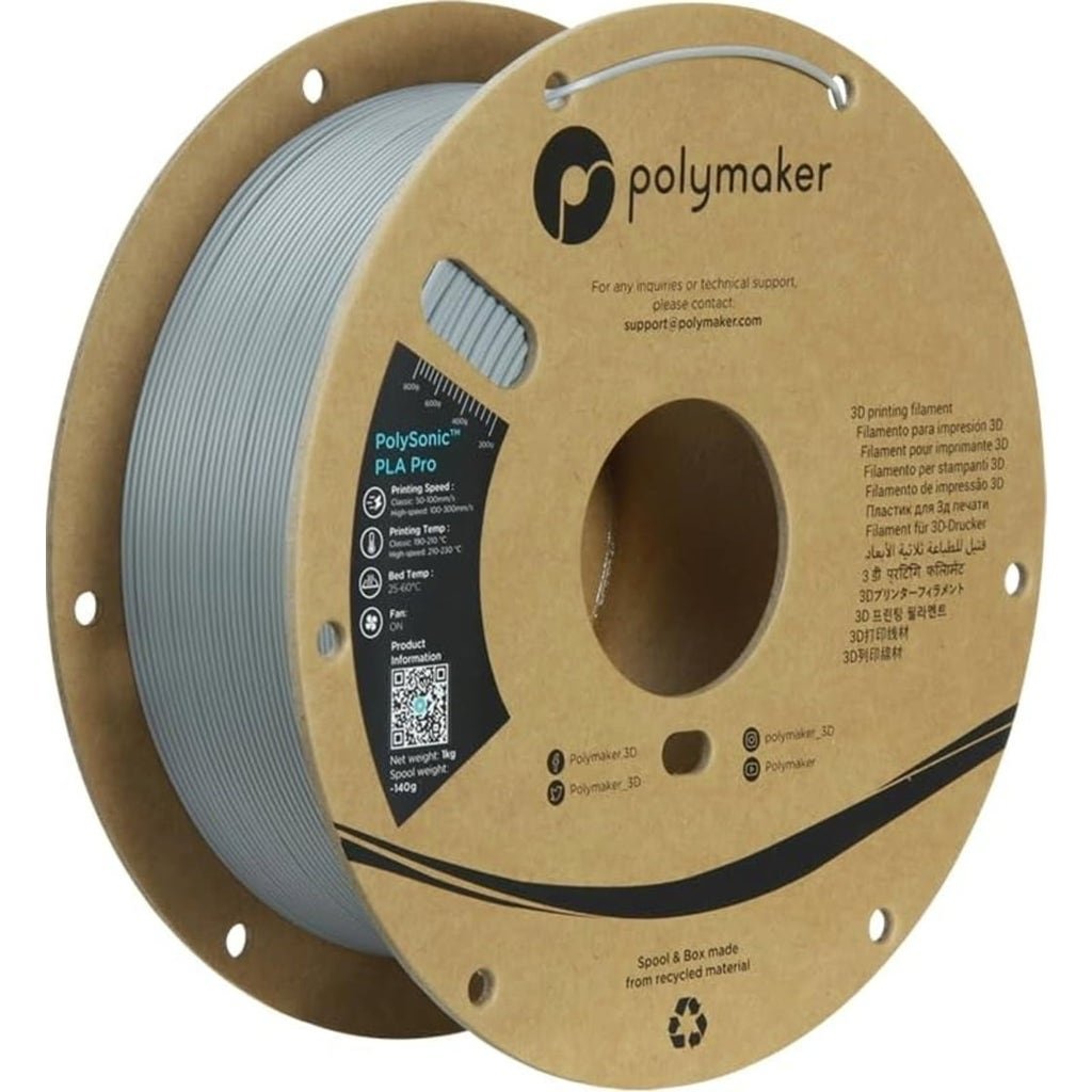 [MOQ: 10KG] PolySonic PLA Pro Grey, 1,75 mm / 1000 g
