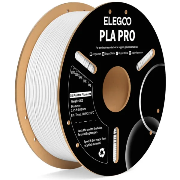 [MOQ: 10KG] PLA Pro White, 1.75 mm / 1000 g