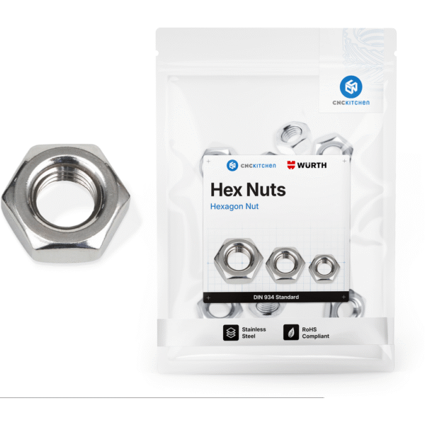Hexagon Nuts (DIN 934), Stainless Steel A2-50, M2 (50 pcs)