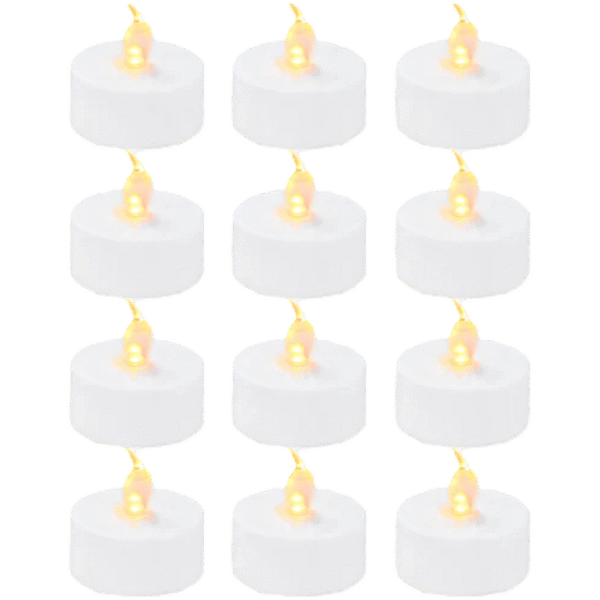 LED Flame Tea Light Candle Set Warm Yellow, 12 pcs