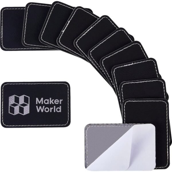 Rectangular PU Iron-on Patch, Black to Silver