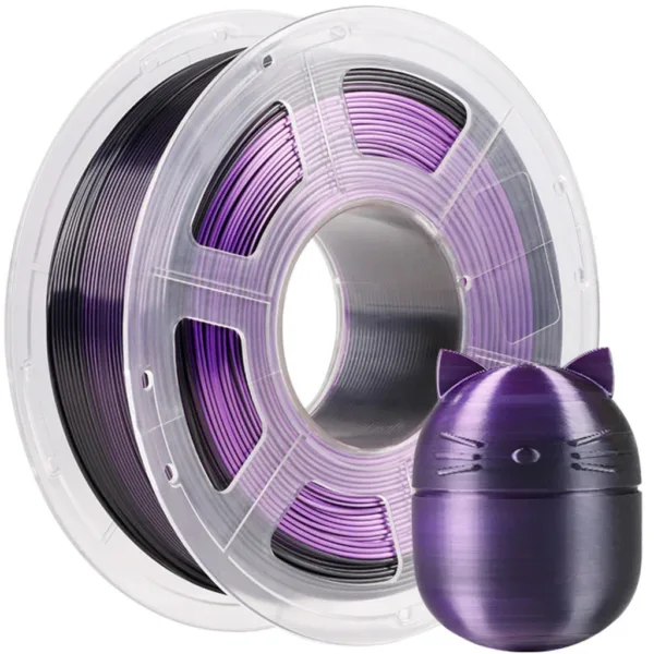 [MOQ: 10KG] PLA Silk Dual Color Black Purple, 1.75 mm / 1000 g