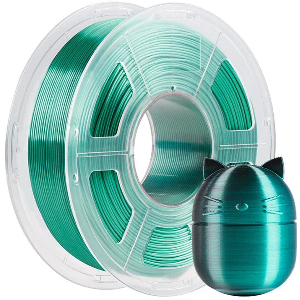 [MOQ: 10KG] PLA Silk Dual Color Black Green, 1.75 mm / 1000 g